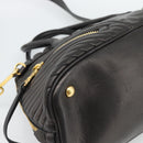 Miu Miu Matelasse Biker Hand Bag Lamb Skin 2way Black Gold Auth 187637V-17