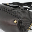 Miu Miu Matelasse Biker Hand Bag Lamb Skin 2way Black Gold Auth 187637V-18