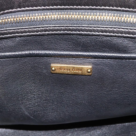 Miu Miu Matelasse Biker Hand Bag Lamb Skin 2way Black Gold Auth 187637V