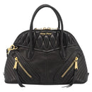Miu Miu Matelasse Biker Hand Bag Lamb Skin 2way Black Gold Auth 187637V-13