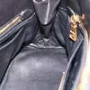 Miu Miu Matelasse Biker Hand Bag Lamb Skin 2way Black Gold Auth 187637V-23