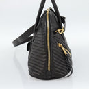 Miu Miu Matelasse Biker Hand Bag Lamb Skin 2way Black Gold Auth 187637V-3