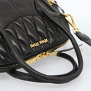Miu Miu Matelasse Biker Hand Bag Lamb Skin 2way Black Gold Auth 187637V-7