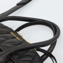 Miu Miu Matelasse Biker Hand Bag Lamb Skin 2way Black Gold Auth 187637V-14