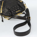 Miu Miu Matelasse Biker Hand Bag Lamb Skin 2way Black Gold Auth 187637V-8