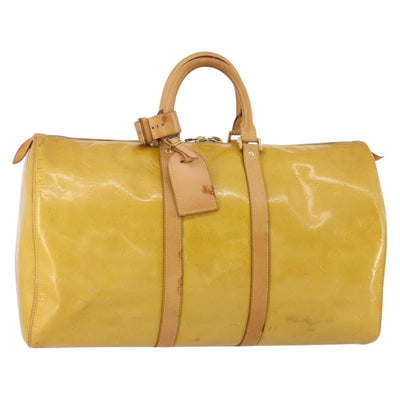 LOUIS VUITTON Monogram Vernis Mercer Boston Bag Beige M91000 LV Auth 187638