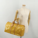 LOUIS VUITTON Monogram Vernis Mercer Boston Bag Beige M91000 LV Auth 187638-26