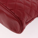 CHANEL Matelasse Chain Shoulder Bag Lamb Skin Red Gold CC Auth 187646-13