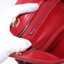 CHANEL Matelasse Chain Shoulder Bag Lamb Skin Red Gold CC Auth 187646-22