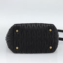 Miu Miu Matelasse Hand Bag Leather 2way Black Gold Auth 187647V-12