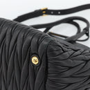 Miu Miu Matelasse Hand Bag Leather 2way Black Gold Auth 187647V-13