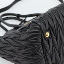 Miu Miu Matelasse Hand Bag Leather 2way Black Gold Auth 187647V-14