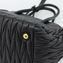 Miu Miu Matelasse Hand Bag Leather 2way Black Gold Auth 187647V-15