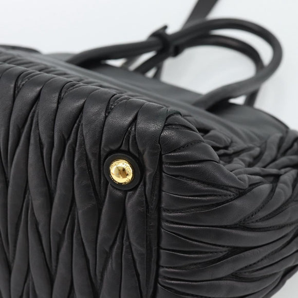 Miu Miu Matelasse Hand Bag Leather 2way Black Gold Auth 187647V