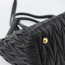 Miu Miu Matelasse Hand Bag Leather 2way Black Gold Auth 187647V-16