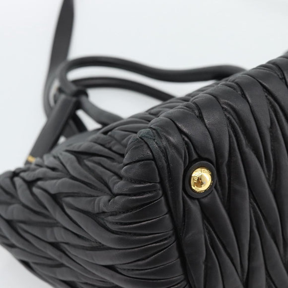 Miu Miu Matelasse Hand Bag Leather 2way Black Gold Auth 187647V