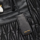 Miu Miu Matelasse Hand Bag Leather 2way Black Gold Auth 187647V-17
