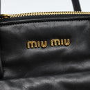 Miu Miu Matelasse Hand Bag Leather 2way Black Gold Auth 187647V-18