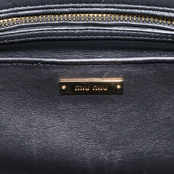 Miu Miu Matelasse Hand Bag Leather 2way Black Gold Auth 187647V