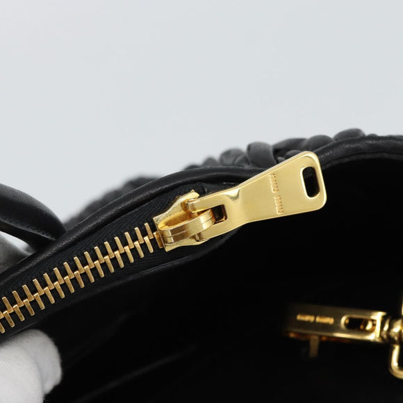 Miu Miu Matelasse Hand Bag Leather 2way Black Gold Auth 187647V