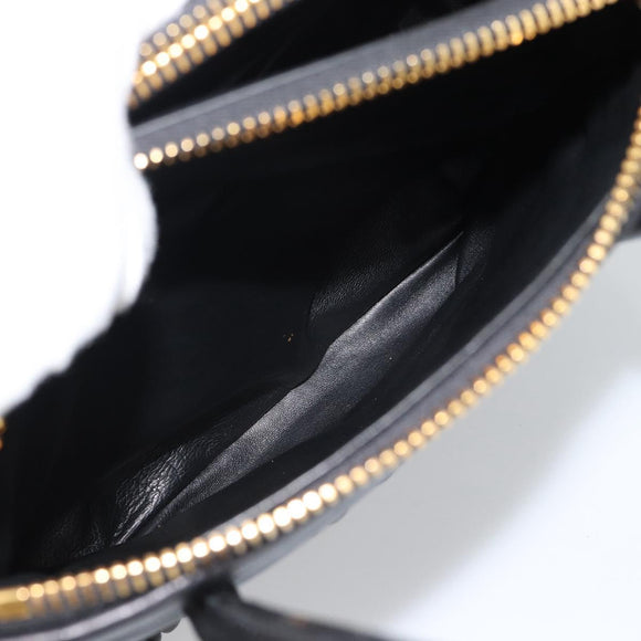 Miu Miu Matelasse Hand Bag Leather 2way Black Gold Auth 187647V