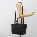Miu Miu Matelasse Hand Bag Leather 2way Black Gold Auth 187647V-31