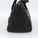 Miu Miu Matelasse Hand Bag Leather 2way Black Gold Auth 187647V-4