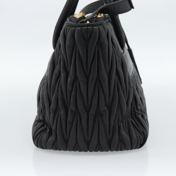 Miu Miu Matelasse Hand Bag Leather 2way Black Gold Auth 187647V