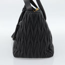 Miu Miu Matelasse Hand Bag Leather 2way Black Gold Auth 187647V-5