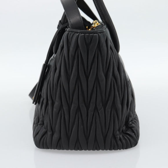 Miu Miu Matelasse Hand Bag Leather 2way Black Gold Auth 187647V