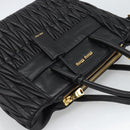 Miu Miu Matelasse Hand Bag Leather 2way Black Gold Auth 187647V-6