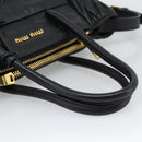 Miu Miu Matelasse Hand Bag Leather 2way Black Gold Auth 187647V-7