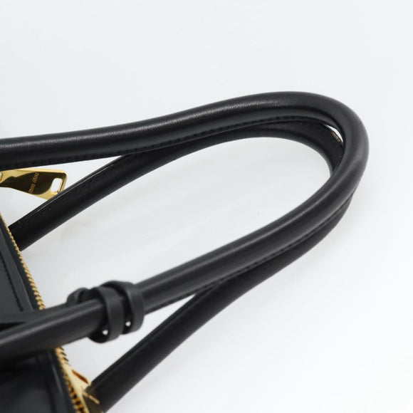 Miu Miu Matelasse Hand Bag Leather 2way Black Gold Auth 187647V