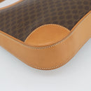 CELINE Macadam Canvas Shoulder Bag PVC Leather Brown Gold Auth 187649V-15