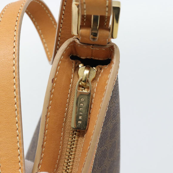 CELINE Macadam Canvas Shoulder Bag PVC Leather Brown Gold Auth 187649V