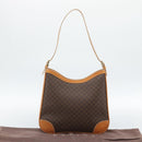 CELINE Macadam Canvas Shoulder Bag PVC Leather Brown Gold Auth 187649V-12