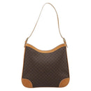 CELINE Macadam Canvas Shoulder Bag PVC Leather Brown Gold Auth 187649V-2