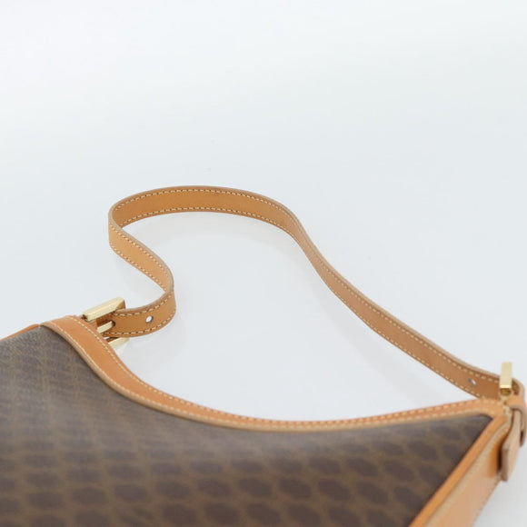 CELINE Macadam Canvas Shoulder Bag PVC Leather Brown Gold Auth 187649V