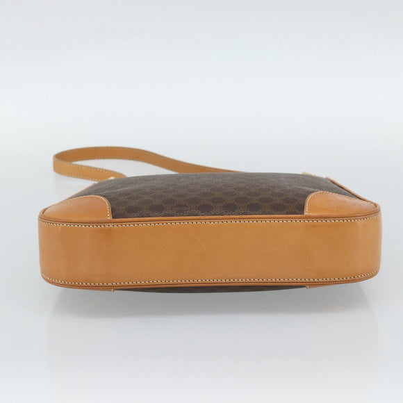 CELINE Macadam Canvas Shoulder Bag PVC Leather Brown Gold Auth 187649V