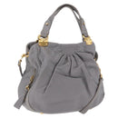 Miu Miu Hand Bag Leather 2way Gray Gold Auth 187651A-1