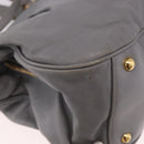 Miu Miu Hand Bag Leather 2way Gray Gold Auth 187651A-17