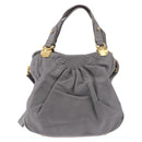 Miu Miu Hand Bag Leather 2way Gray Gold Auth 187651A-13