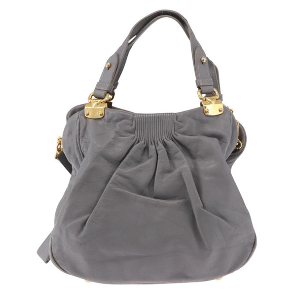 Miu Miu Hand Bag Leather 2way Gray Gold Auth 187651A