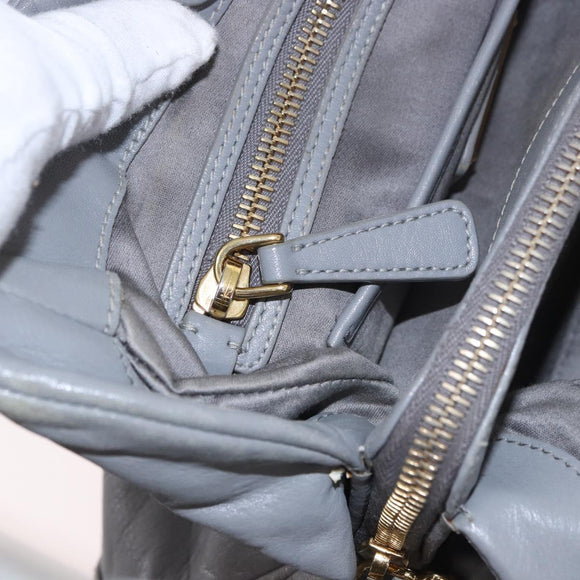 Miu Miu Hand Bag Leather 2way Gray Gold Auth 187651A