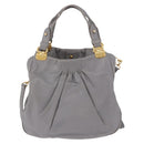 Miu Miu Hand Bag Leather 2way Gray Gold Auth 187651A-2