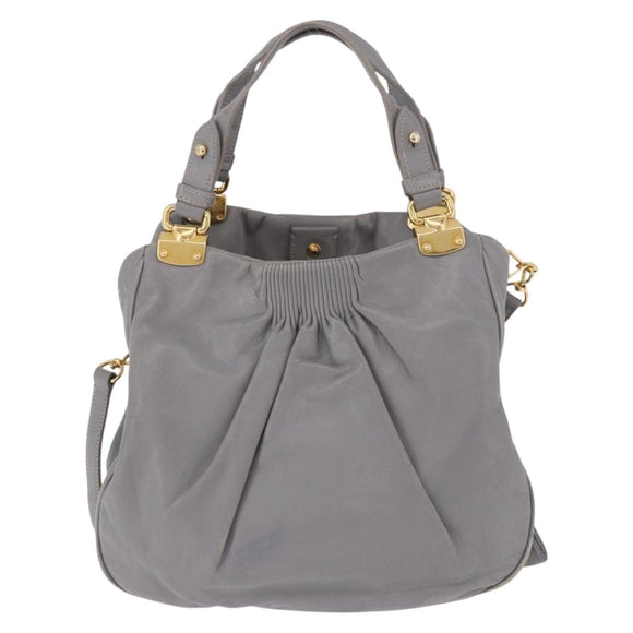 Miu Miu Hand Bag Leather 2way Gray Gold Auth 187651A
