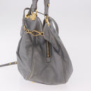 Miu Miu Hand Bag Leather 2way Gray Gold Auth 187651A-3