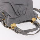 Miu Miu Hand Bag Leather 2way Gray Gold Auth 187651A-6
