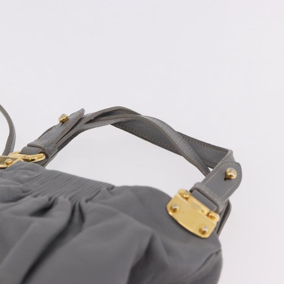 Miu Miu Hand Bag Leather 2way Gray Gold Auth 187651A