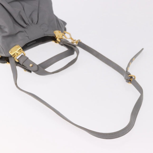 Miu Miu Hand Bag Leather 2way Gray Gold Auth 187651A